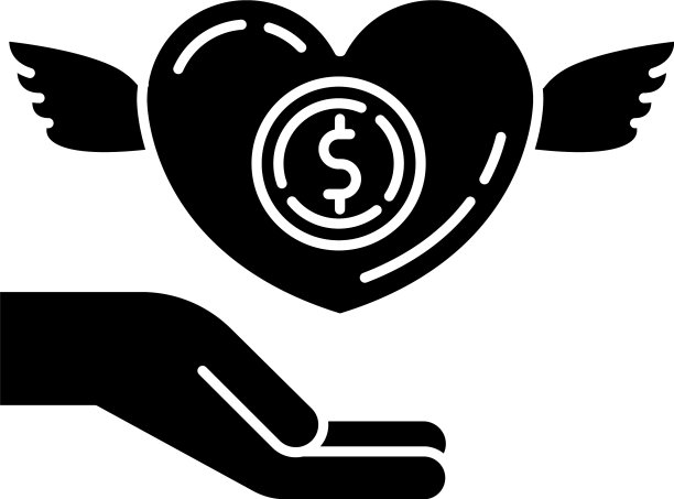 参与慈善的黑色象形图标图片下载