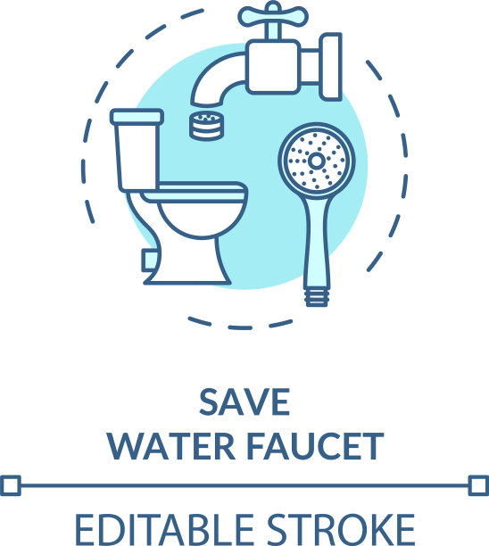 节约水水龙头绿松石概念图标图片下载