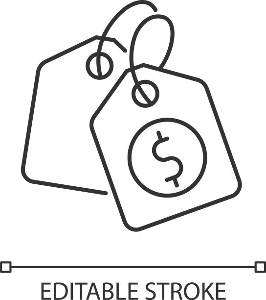 价格标签像素完美的线性图标图片下载