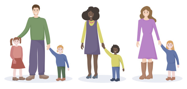 一群来自不同家庭和国籍的人。父母和他们的孩子。爱的观念和家庭的。矢量平面设计图片下载