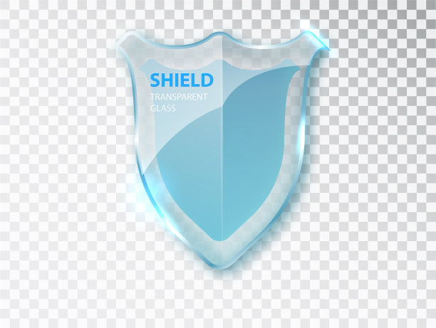 安全玻璃标签。展示透明不干胶屏蔽。国防保障的迹象。向量的徽章。逼真的3d矢量图标。图片下载
