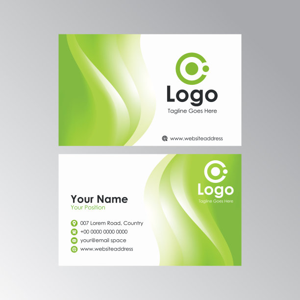 摘要时尚绿波名片设计图片下载