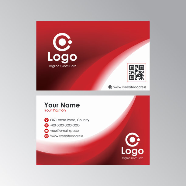 抽象的红白名片设计图片下载
