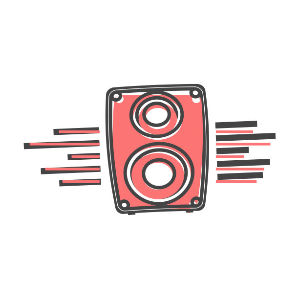 矢量图标音乐扬声器上的白色孤立背景。图片下载