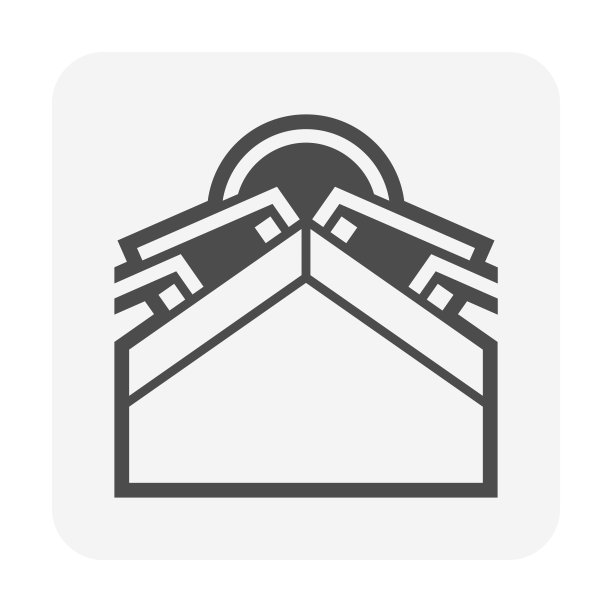 屋顶瓦和木材结构的细节为房屋矢量图标设计。图片下载