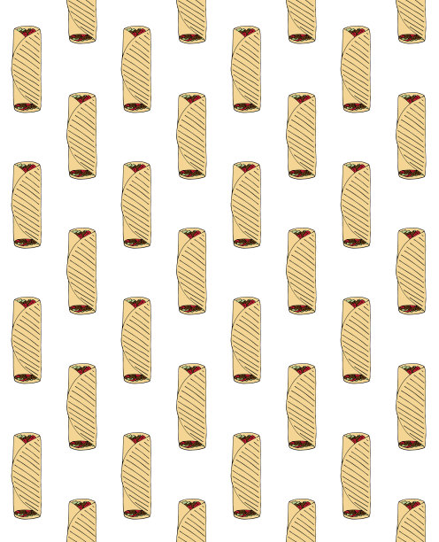 矢量无缝图案手绘涂鸦素描彩色沙瓦玛图片下载