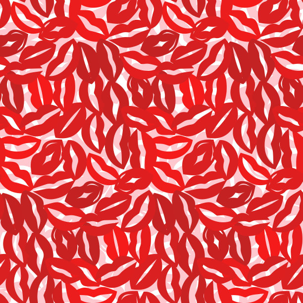 无缝图案轮廓红唇图片下载