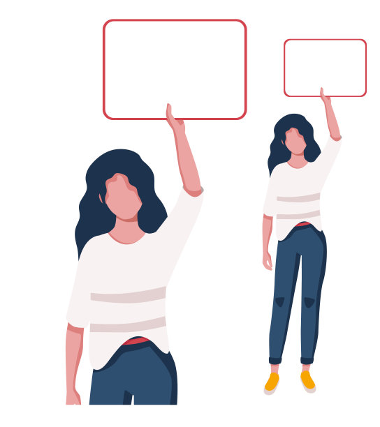 一个女孩拿着一张海报做示范。放置文本。矢量插图来演示信息。图片下载