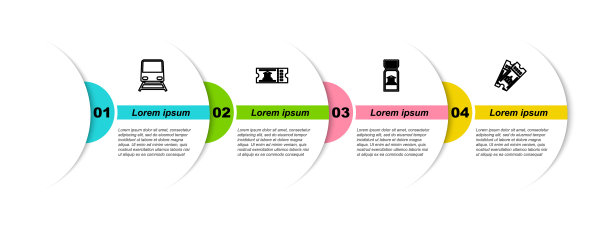 设置线路列车，博物馆门票和航空公司。业务信息模板。向量图片下载