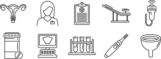 医院妇科图标设置轮廓风格图片下载
