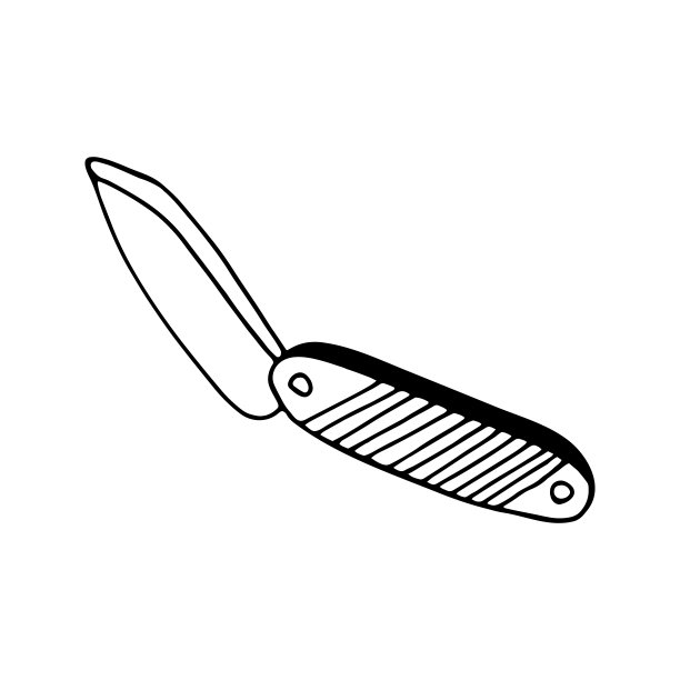 手绘矢量露营刀剪贴画。孤立在白色背景绘制版画，海报，可爱的文具，旅游设计。高质量的插图图片下载