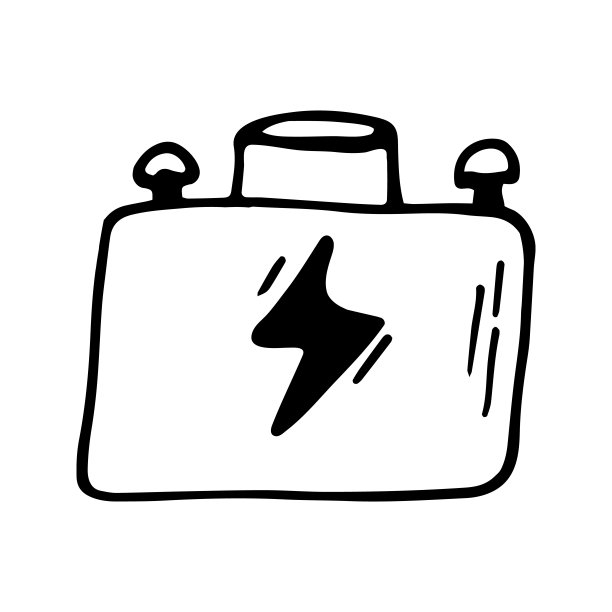手绘矢量电池剪贴画。孤立在白色背景绘制版画，海报，可爱的文具，旅游设计。高质量的插图图片下载