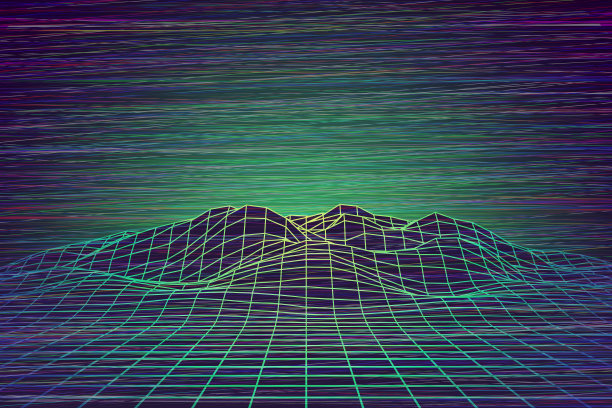 未来抽象网格山与glitch图片下载