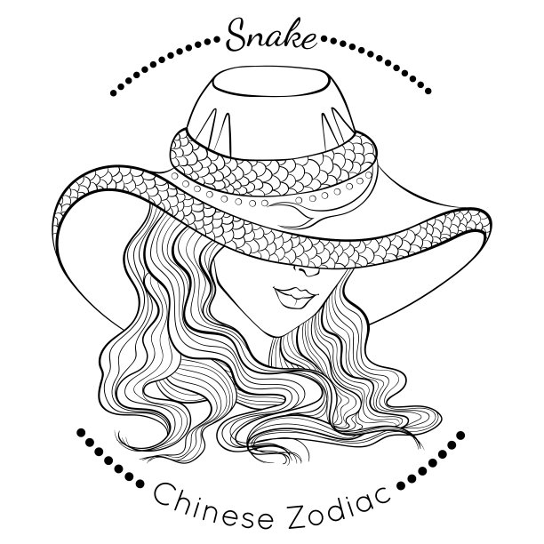 中国的十二生肖线艺术蛇图片下载