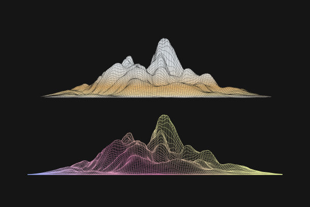 抽象线框网格山前视图图片下载