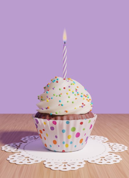 蜡烛生日纸杯蛋糕图片下载