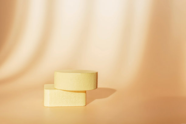 抽象的空讲台的几何形状的粉彩背景产品。3 d渲染。最小的概念。图片下载