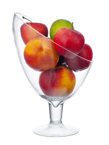 玻璃碗水果储存隔离在白色图片下载