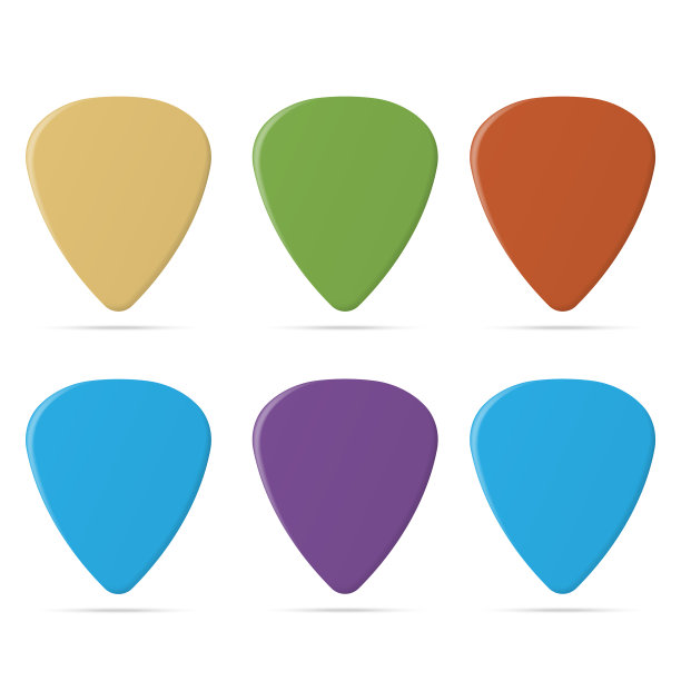 设置吉他挑选孤立的白色背景图片下载