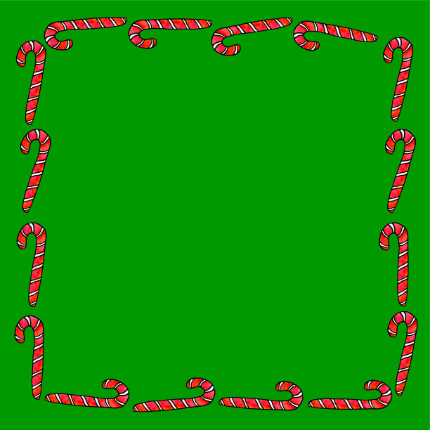 框架是糖果手杖。手绘甜蜜的新年和圣诞节背景，边框，装饰。适合贺卡、请柬、照片、圣诞设计图片下载