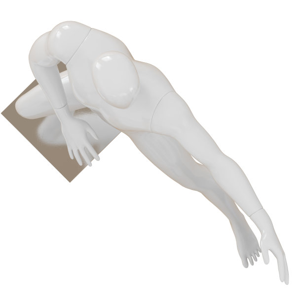 一个白人男性人体模型站在高处，摆着一个功夫姿势。三维渲染图片下载