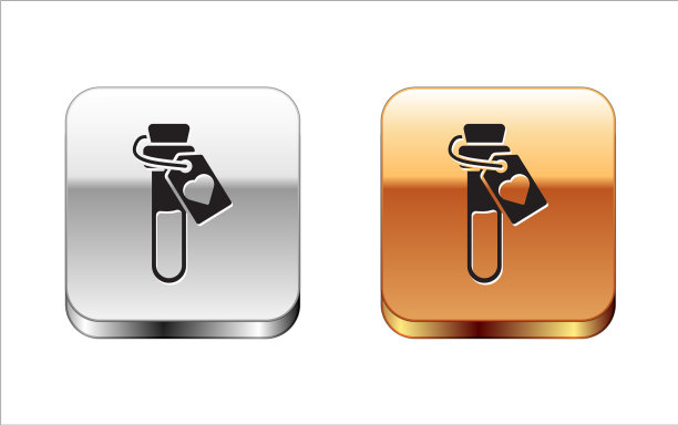 黑色瓶子与爱情药水图标隔离图片下载