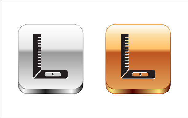 黑色角尺图标孤立在白色上图片下载