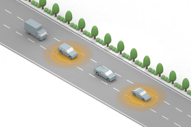 自动驾驶在高速运行。自动行驶的汽车用人工智能控制汽车。安全驾驶技能。图片下载