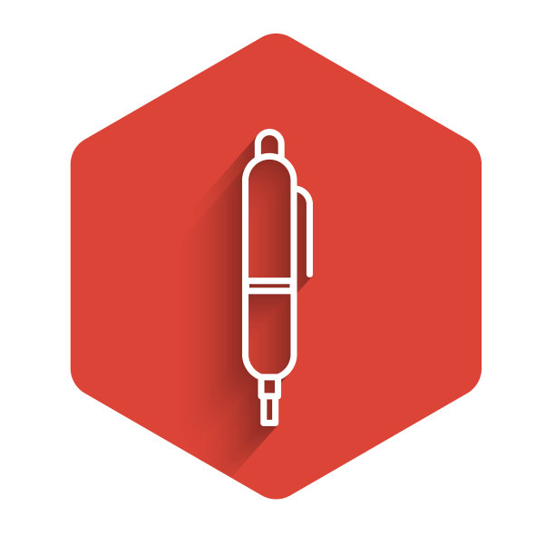 白色线笔图标孤立与长阴影红色图片下载