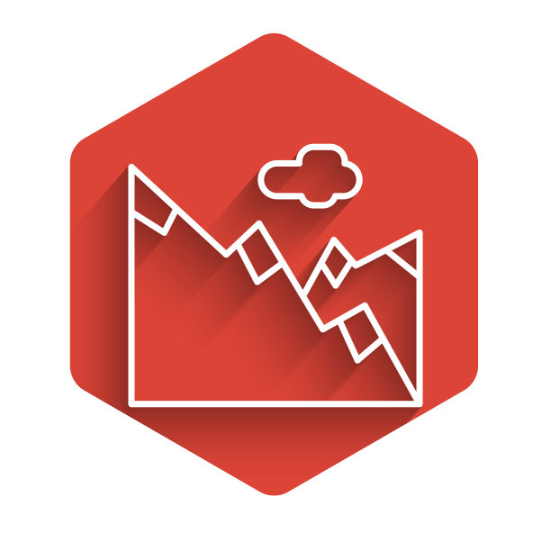 白色线山图标孤立与长图片下载