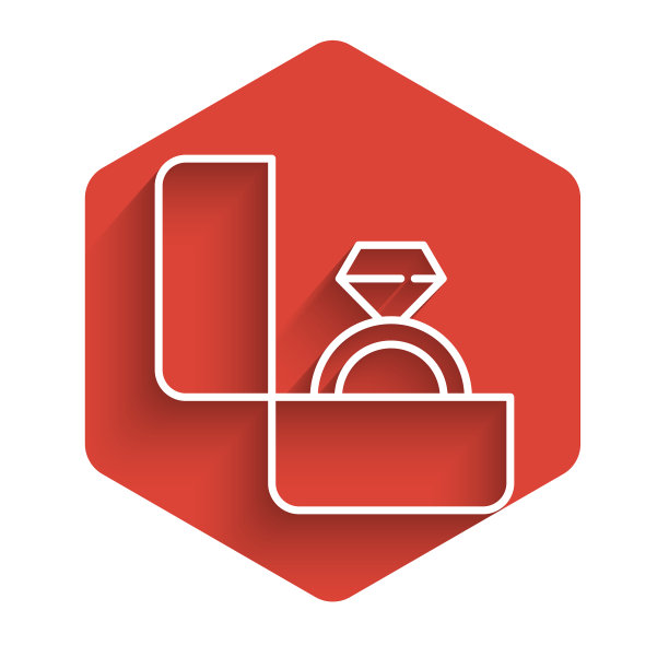 白线钻石订婚戒指图标孤立图片下载