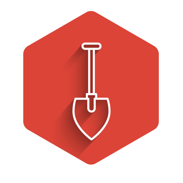 白线铲图标孤立与长阴影图片下载