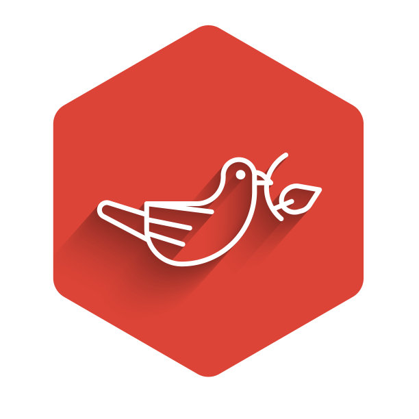 白色线和平鸽与橄榄枝的图标图片下载