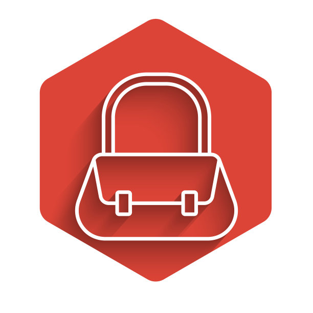 白色线手袋图标孤立与长影子图片下载