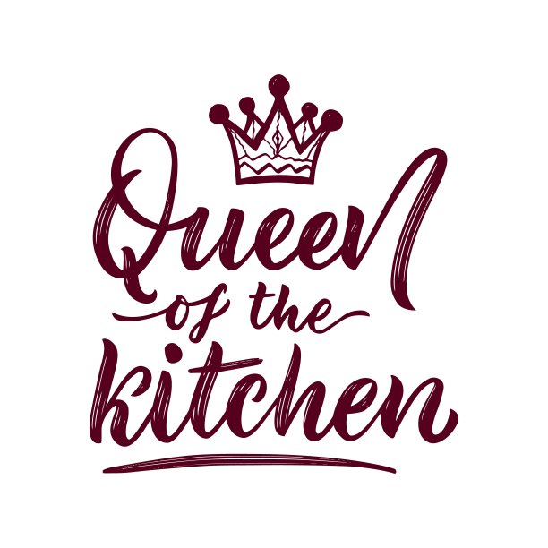 励志有趣的引用厨房女王与插图皇冠。向量。图片下载