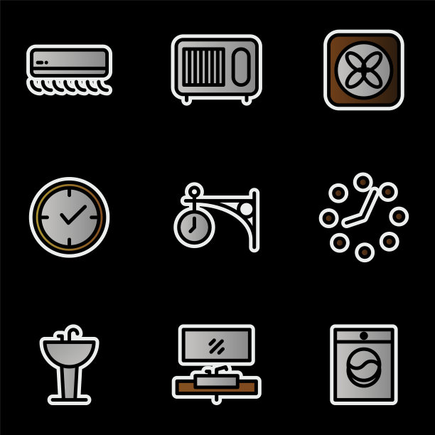 家具和装饰图标集包括空气图片下载