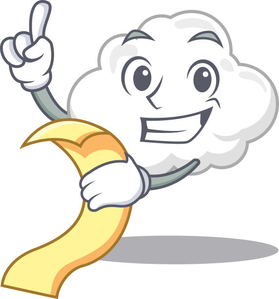 白云吉祥物设计，手上有菜单图片下载