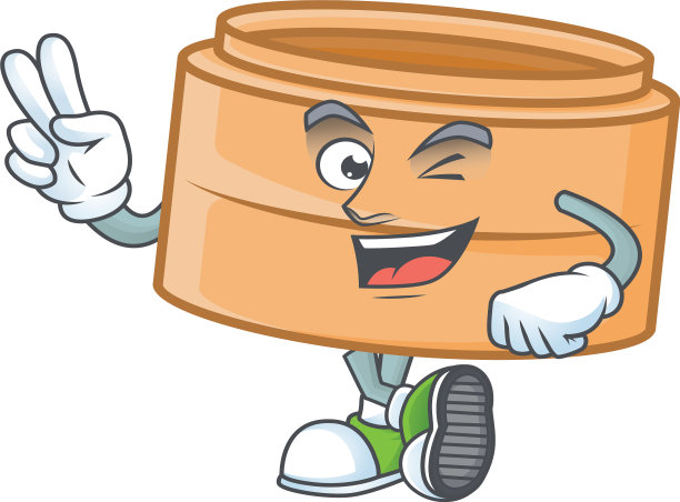 卡通吉祥物点心篮与两个手指图片下载