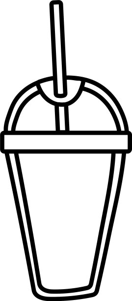 咖啡饮料在塑料容器线条风格图片下载