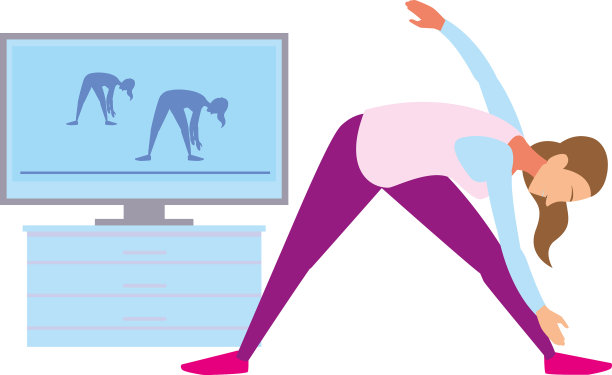 在电视上做指导练习的女人图片下载