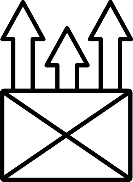带箭头向上线条样式的信封邮件发送图片下载
