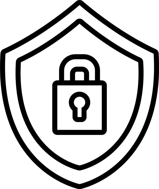 带有挂锁线条样式的盾牌图片下载