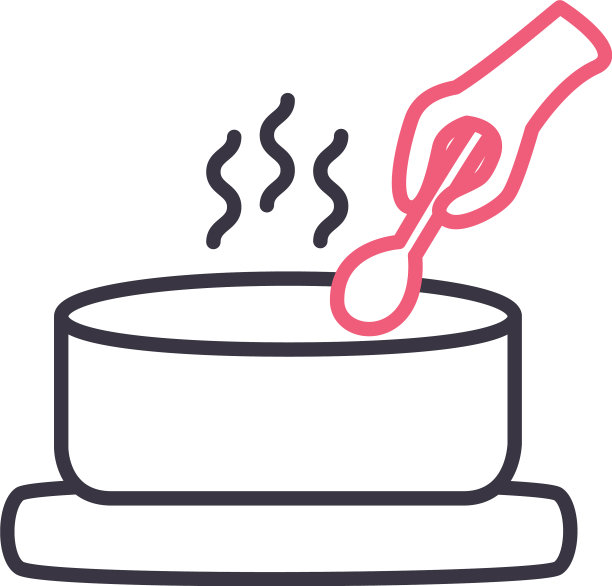 手用勺子和锅线风格的图标图片下载