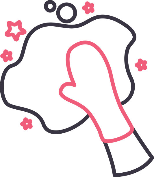 手与手套和抹布线风格图标图片下载