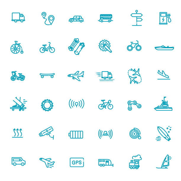 交通图标，细线设计图片下载