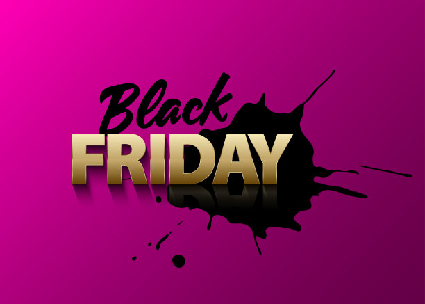 黑色星期五矢量文本在粉红色的背景。黑色墨迹上的金色卷文。用反光漆点。销售网络横幅图片下载