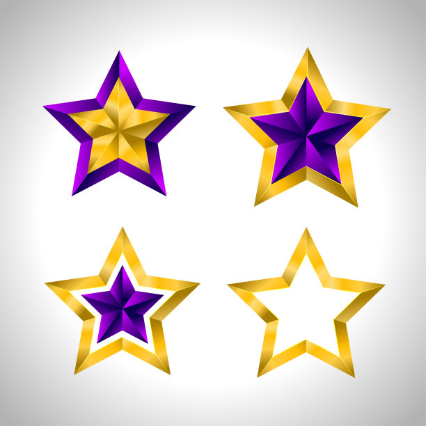 设置不同类型和形式的金色星星。圣诞新年插图图片下载