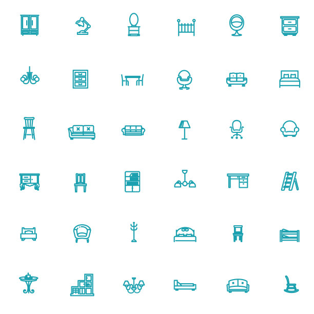 家具和家居装饰图标集图片下载