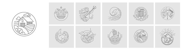 图标和标志的餐厅或农场图片下载