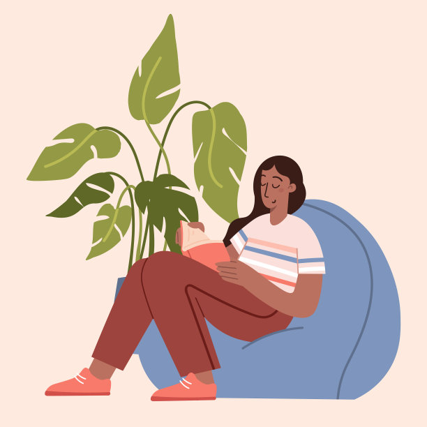 女孩读书和休息概念女性化图片下载